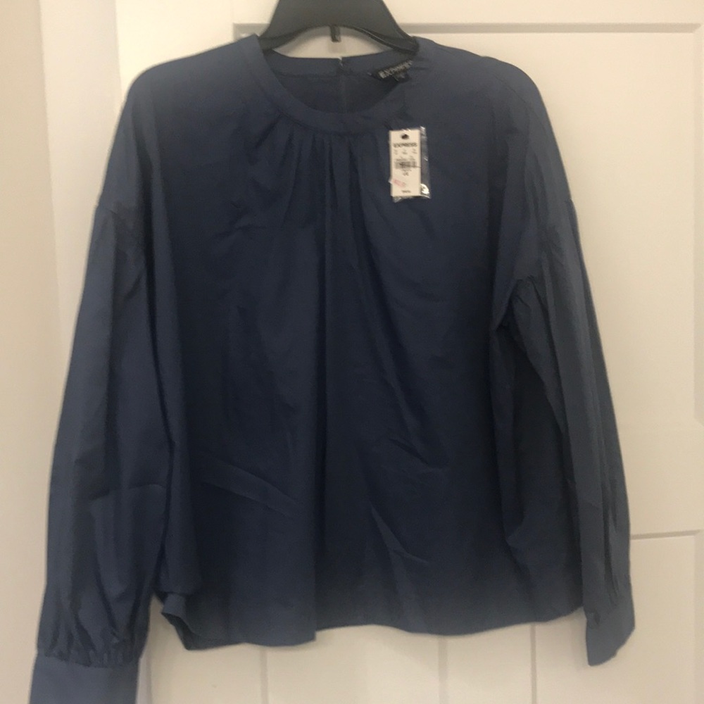 New Navy Blue Ling Sleeves Top